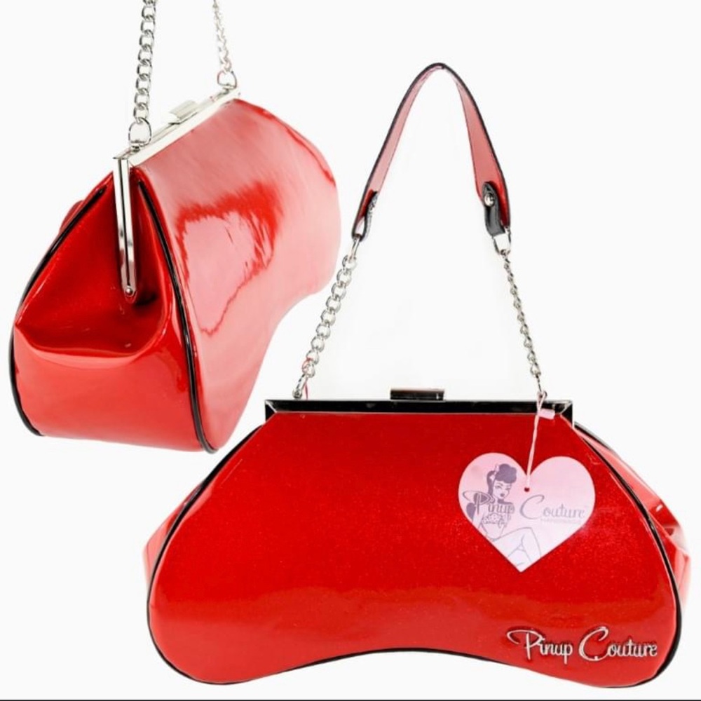 Pinupgirlclothing pinup couture handbags red sparkle ameba bag